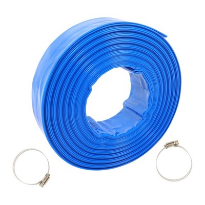 2'' x 100 ft Pool Backwash Hose Blue PVC Lay Flat Water Discharge Pump Hoses