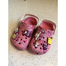 Sanrio and friends Limited Edition Crocs Pink Toddler Girls Sz 8 with Charms