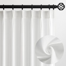Pinch Pleated Sheer Curtains 84 Inches Long,Light Filtering Semi Sheer White ...