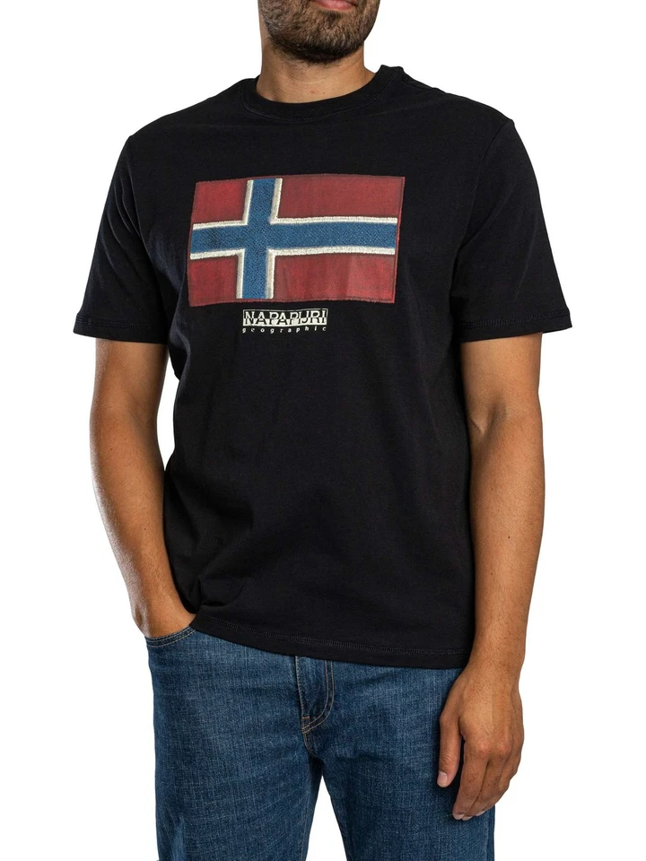 Napapijri Pour des hommes T-shirt drapeau Tiki, Noir - Photo 2/4