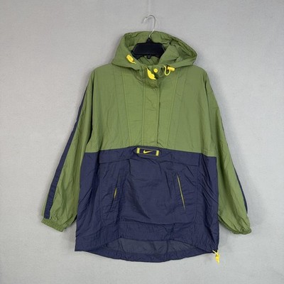Vintage Nike Jacket Adult Medium Colorblock Hooded Anorak Center Swoosh Pullover