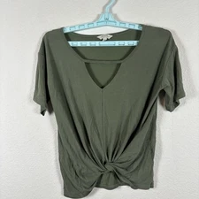 Lucky Brand Womens Shirt Top Sz XS Short Sleeve Black Solid Soft Excellent