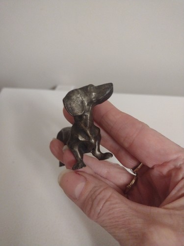 Vintage USA Solid Pewter Dachshund Animal Figurine Dog 3" - Picture 6 of 11