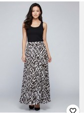 Maeve Anthropologie NWT Hildi brown white pleated maxi skirt Medium