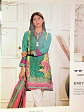 Khaadi 2 Pc Suit Womens KM17601 Green Pakistani Unstitched Kurta FABRIC ONLY 