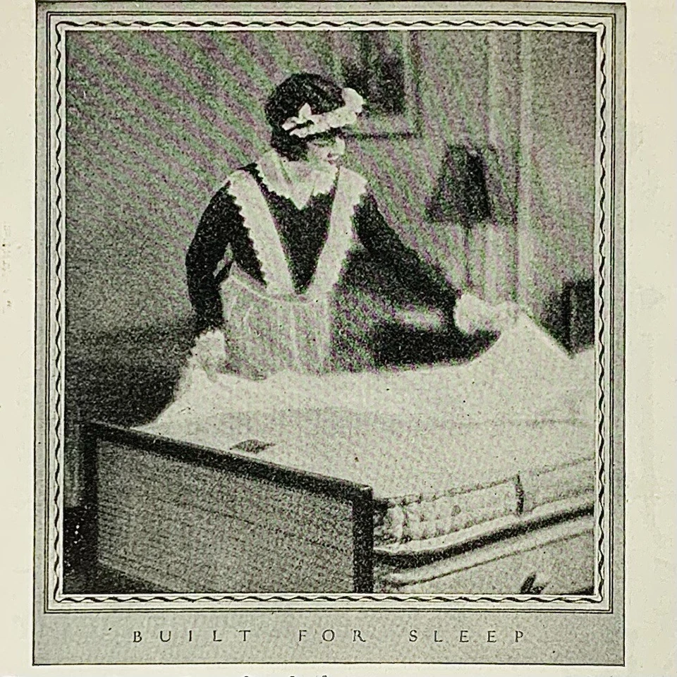 Colchones Simmons 1923 vintage resortes y camas anuncio impreso etiqueta púrpura 6 x 9 Foto 2 de 3