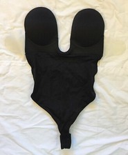 Fashion Forms U Plunge Backless Strapless Thong Bodysuit Black Large