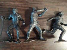 Vintage Soviet Action Figures Collectible Soldier Models 3pcs 13 cm.