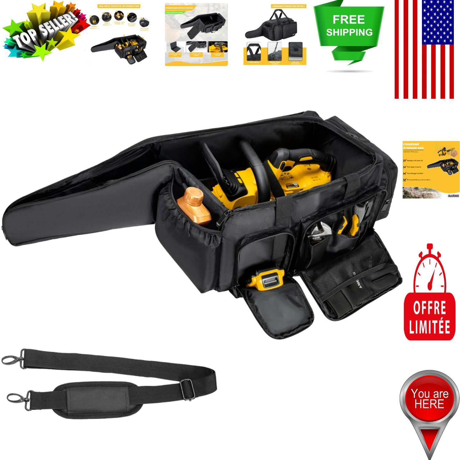 Foldable Chainsaw Storage Bag Fits 10 and 12 Inch Cordless Models