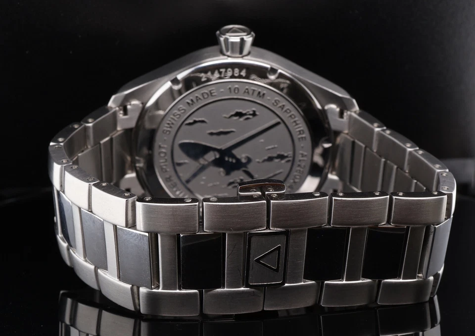 Alpina Startimer Pilot Big Date Small Sec Quartz Steel Watch +Docs AL-280B4S6B - image 3 of 4