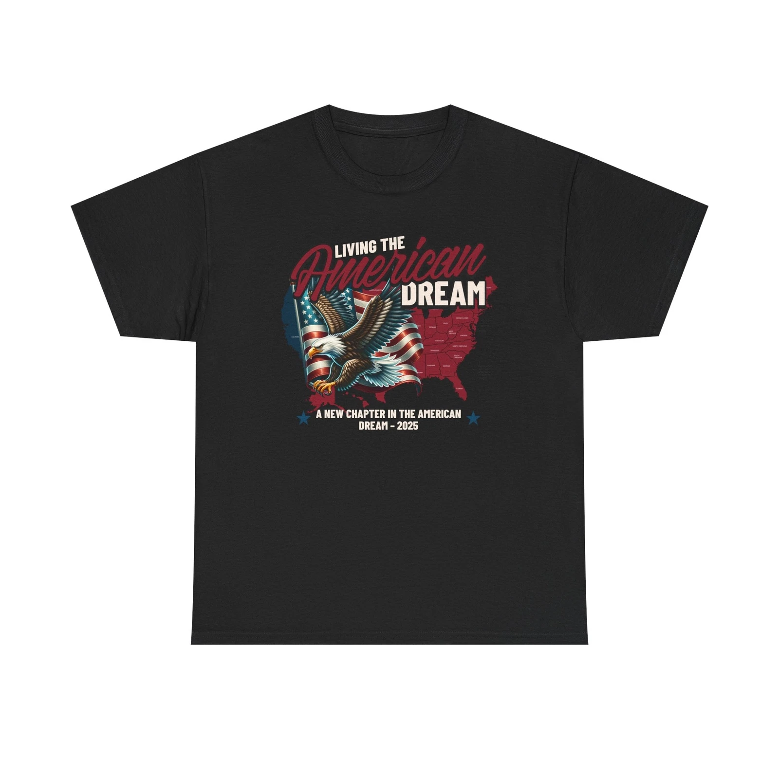 Patriotic USA Tee with US Map and Eagle Flag Graphic