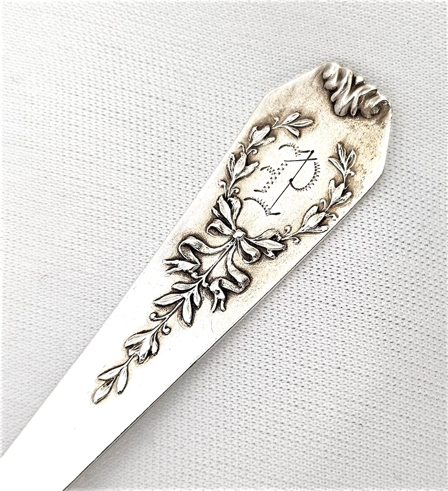 Cuchara de fruta helado Madam Jumal de plata esterlina cucharadita de blanqueamiento Mfg 5 3/16" Foto 2 de 3