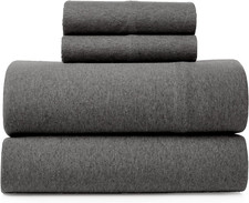 Jersey Sheet Set - 4 Pieces Queen Cotton Sheets Set - Stretch