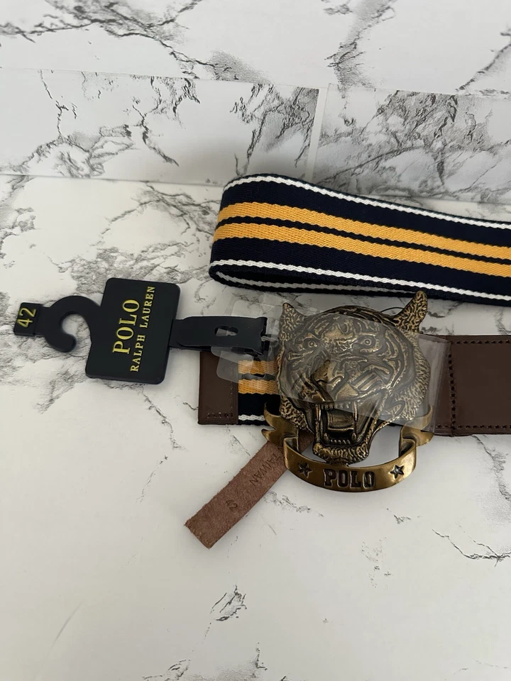Polo Ralph Lauren Tigre Hebilla Rayas Cinturón Universitario Polo Country Hombre’s Talla 42 Foto 2 de 4