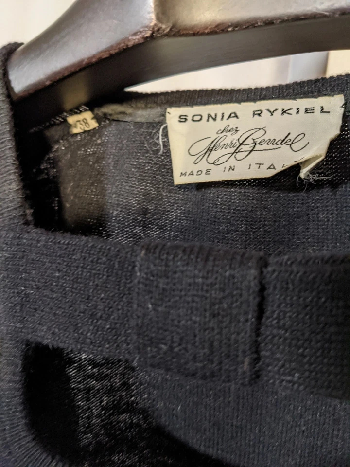 Sonia Rykiel Chez Henri Bendel Vintage 60s Mod Bowtie Deconstructed Sweater 38 - Image 4 of 4