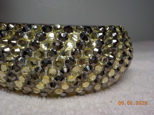 CRYSTAL AND HEMATITE RHINESTONE STUDDED BANGLE - Picture 8 of 13