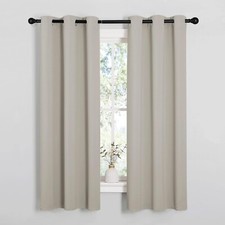 2PCS Natural 63"L x 34"W Super Heavy Privacy Darkening Curtains For Bedroom