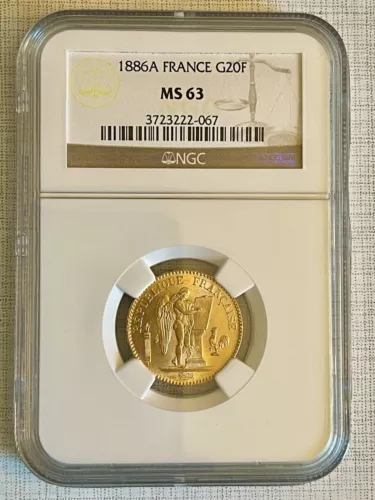 France 1886A 20 Francs Gold NGC MS63 SKU# 4344