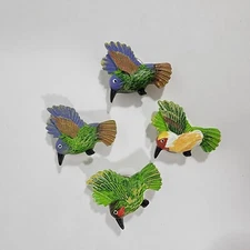 Vintage Bird Button Covers Set of 4 Colorful Flying Birds