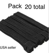 20 VELCR Brand Ties Cable Cord Organizer Wraps Reusable Die Cut Straps 6" Black