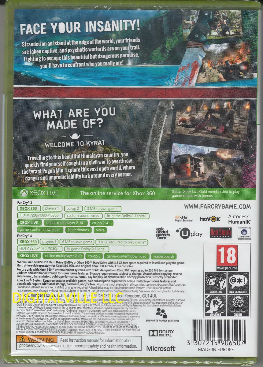 Far Cry 3 and Far Cry 4 Xbox 360 Double Pack Brand New Factory Sealed