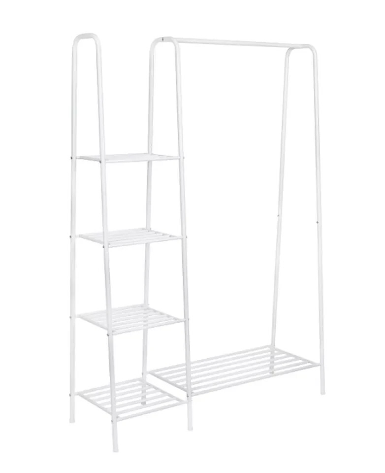 HONEY-CAN-DO Freestanding Closet With Clothes Rack and Shelves