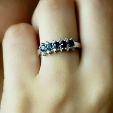 2Ct Round Cut Simulated Topaz Full Eternity Wedding Ring 14K White Gold Plated