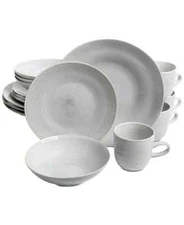 LAURIE GATES Ravana Grey 16-Piece Dinnerware Set, Service for 4