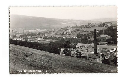 Blick auf Greenfield von Hügel Schornstein Dächern UNP RPPC Postkarte