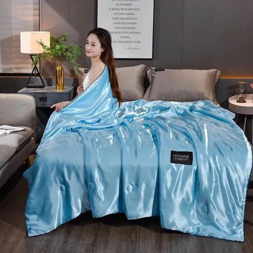 Washable Ice Silk Thin Quilts Summer Bed Cover Comforter Bedding Blankets - Picture 32 of 32