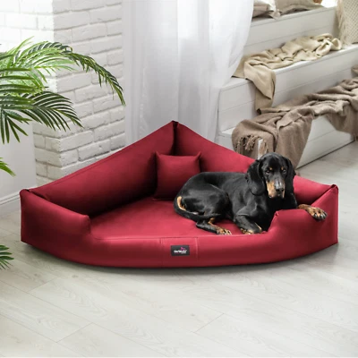 tierlando® TRIVIA | Orthopädisches Eckhundebett Kunstleder Hundebett Dreieckbett