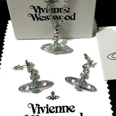 Vivienne Westwood 旧型アクセサリー　セット Vivienne Westwood Orb Necklace Earrings Set Silver / Light Blue NO