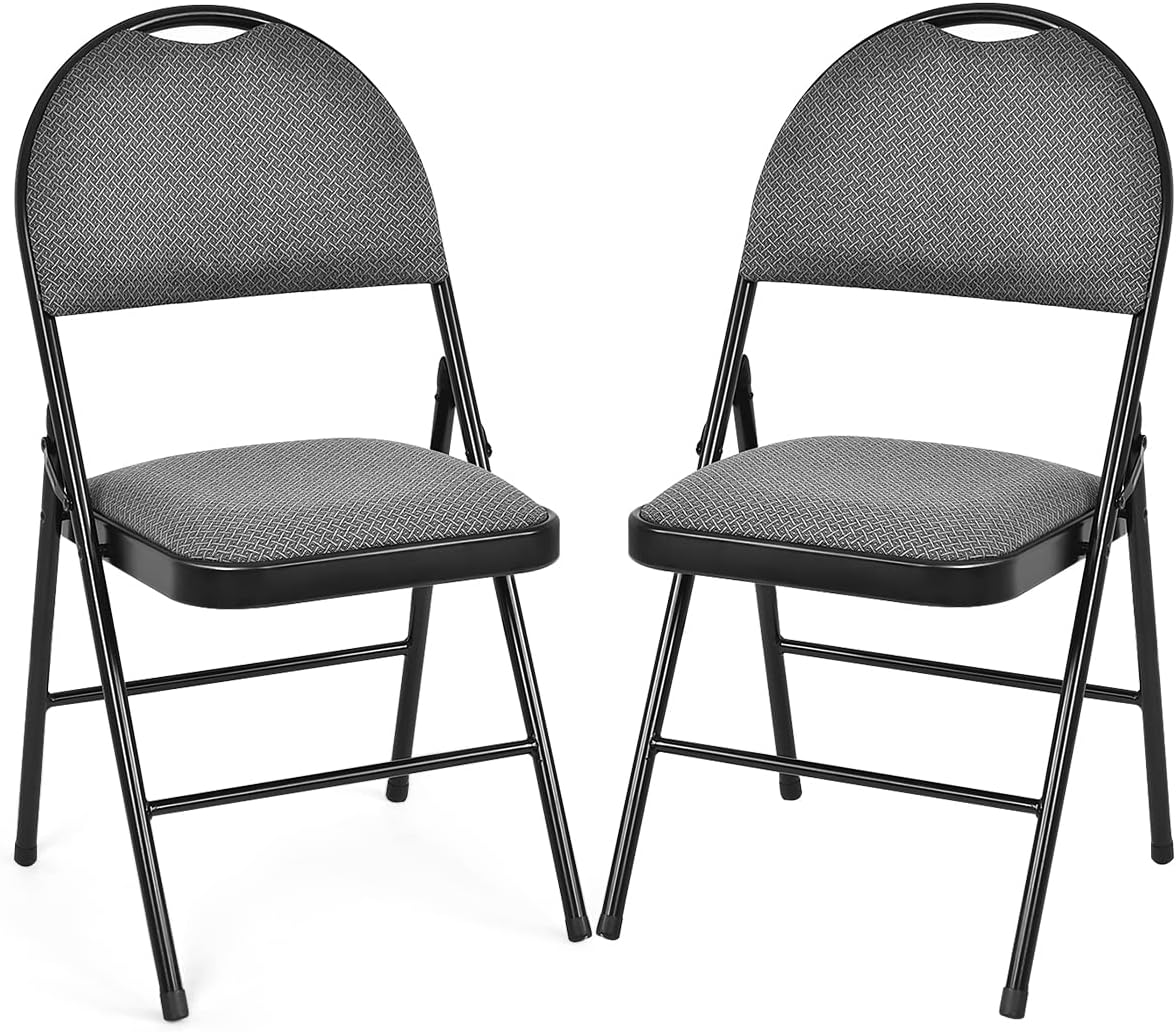 2-Piece Folding Chair Set with Upholstered Non-Slip Seats for Dining