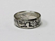 Coin ring made from 1942 Silver Walking Liberty Half Dollar in size 9-14