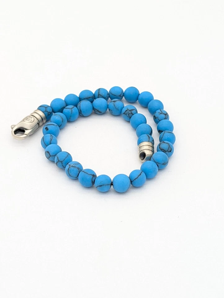 Men’s Turquoise Bead Bracelet Sterling Silver Handmade Spiritual Jewelry - Image 4 of 4