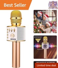 Portable Bluetooth Karaoke Mic with USB, SD Card  Echo Feature - Gold Edition