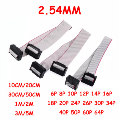 10CM-5M Länge IDC 6/8/10-64 Pin Flachbandkabel Buchse Stecker 2.54mm Steigung