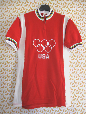 Maillot Cycliste Team USA cycling NYC Made Belgium vintage Acrylique