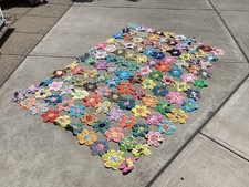 ANTIQUE AUTHENTIC YOYO HAND MADE QUILT 55"x86" INCREDABLE COLORS MUST SEE NO RES