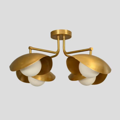 Flush mount Ceiling Light Mid Century Modern Italian Brass Orb Sputnik light .