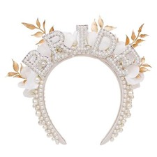Pearl Bride Headband Bachelorette Party Wide Hairband for Bridal Shower Gift