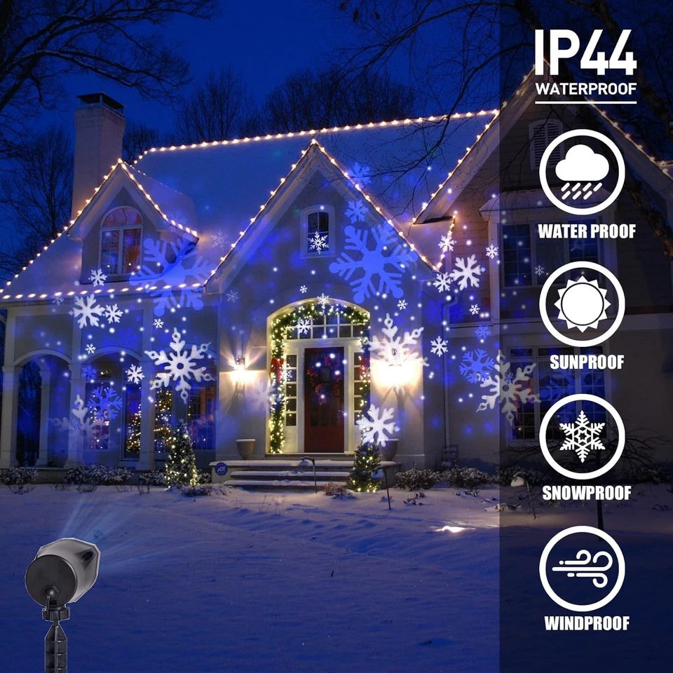 Vanthylit Christmas Projector Lights Outdoor | White Blue Snowflakesttttttttt... - Image 2 of 4