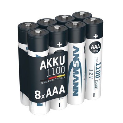 ANSMANN Akku AAA Micro Typ 1100mAh 1,2V - Wiederaufladbare Batterien (8 Stück)