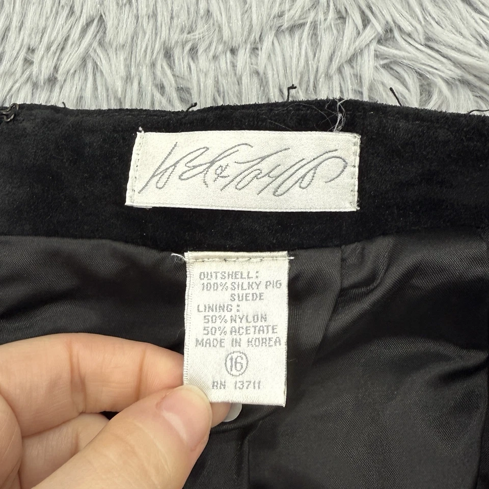 Falda de cuero para mujer Lord Taylor 16 negra de colección gamuza Western Country cápsula Foto 2 de 4