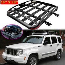 For 2002-2013 Jeep Liberty Kk Roof Rack Cargo Basket Cross Bar Set W Led Light