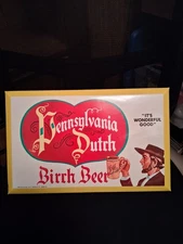 Vintage Pennsylvania Dutch Birch Beer Plastic and Metal Advertising Sign