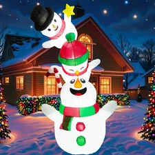 8FT Christmas Inflatable Snowman Yard Decoration, Lighted Blow Up Snowman Wit...
