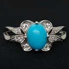 1.37ctw Turquoise & White Sapphire 925 Sterling Silver Ring Size 7 — photo 2