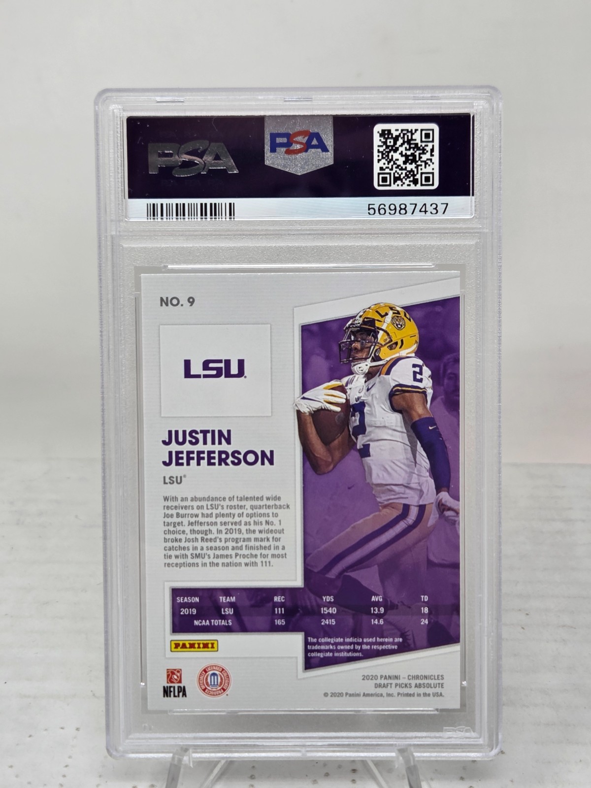 2020 Absolute Vikings JUSTIN JEFFERSON Rookie RC Card PSA 10 GEM MINT view 2