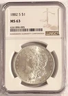 1882 S Morgan Silver Dollar NGC Graded MS63 $1 Gorgeous Coin